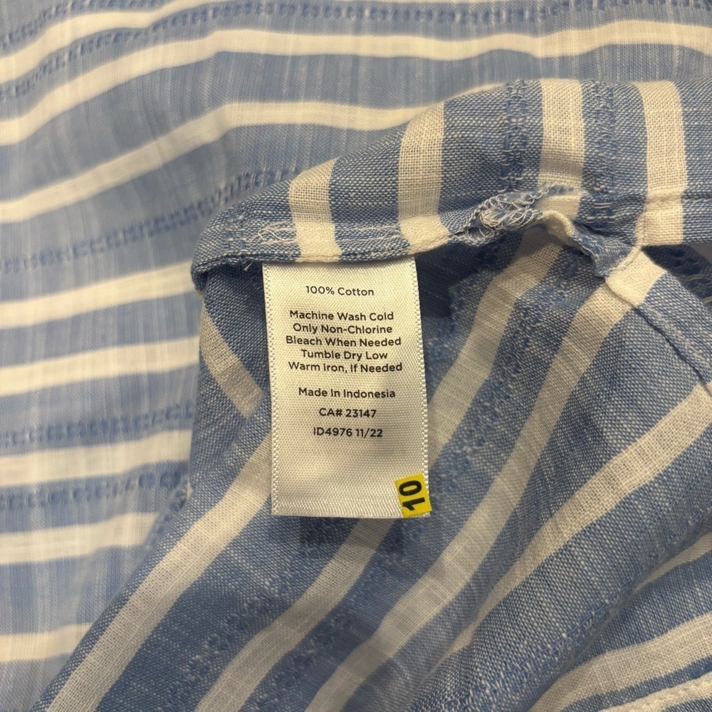 NWOT Talbots Plus 2X Shell Top Ruffle Trim Sleeveless Blouse Blue White Stiped - Picture 11 of 11